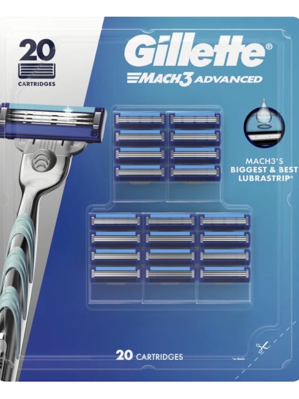 Mach3 Advanced Replacement Razor Cartridges — Blue, 20 Pack